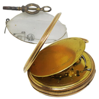 French 18K yellow gold open faced pocket watch 19th century