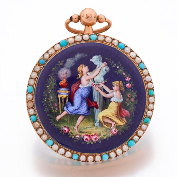 French gold, enamel, pearl and turquoise set watch Circa 1815 French gold, enamel, pearl and turquoise set watch Circa 1815