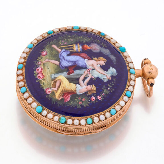 French gold, enamel, pearl and turquoise set watch Circa 1815 French gold, enamel, pearl and turquoise set watch Circa 1815