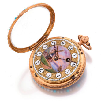 French gold, enamel, pearl and turquoise set watch Circa 1815
