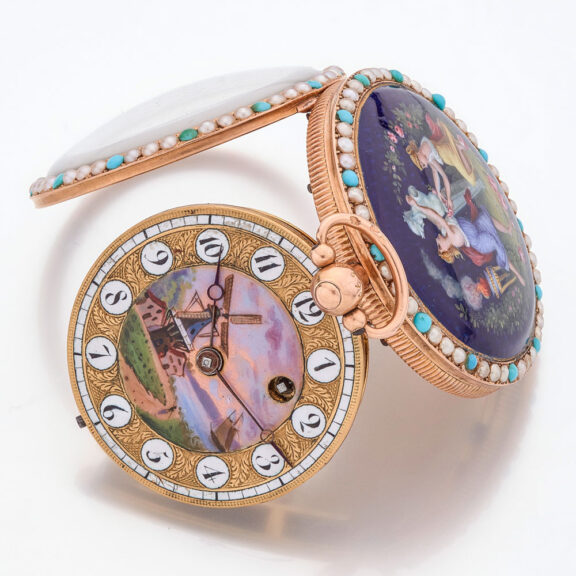 French gold, enamel, pearl and turquoise set watch Circa 1815 French gold, enamel, pearl and turquoise set watch Circa 1815