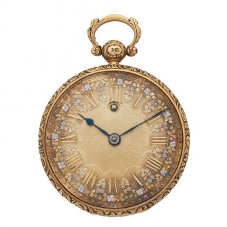 Rare English gold lever watch with front winding Circa 1828
