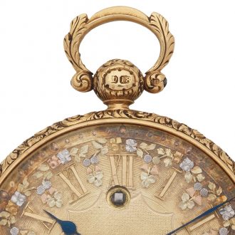 Rare English gold lever watch with front winding Circa 1828