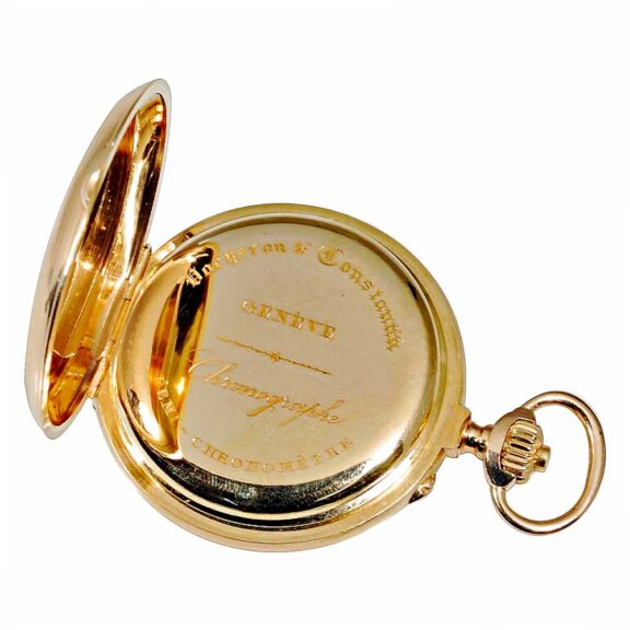 Swiss open faced watch with chronograph Circa 1880 Swiss open faced watch with chronograph Circa 1880