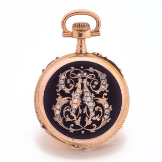 Fine Swiss gold, enamel, paste set cylinder watch Circa 1890