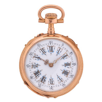 Fine Swiss gold, enamel, paste set cylinder watch Circa 1890
