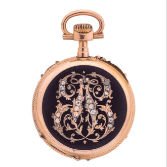 Fine Swiss gold, enamel, paste set cylinder watch Circa 1890