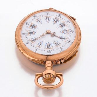 Fine Swiss gold, enamel, paste set cylinder watch Circa 1890