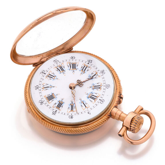 Fine Swiss gold, enamel, paste set cylinder watch Circa 1890 Fine Swiss gold, enamel, paste set cylinder watch Circa 1890