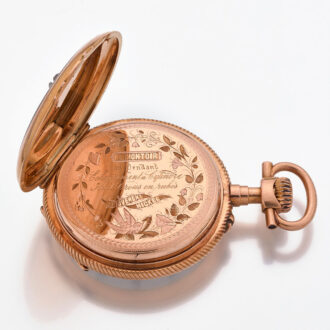 Fine Swiss gold, enamel, paste set cylinder watch Circa 1890