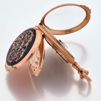 Fine Swiss gold, enamel, paste set cylinder watch Circa 1890