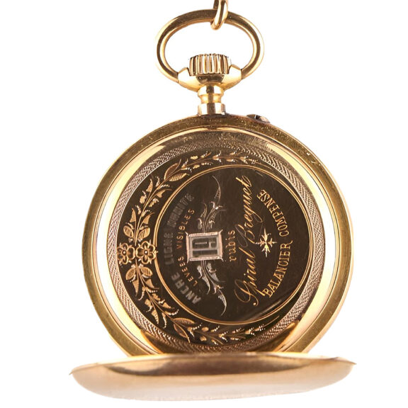 Swiss gold open faced pocket watch with chain Circa 1890 Swiss gold open faced pocket watch with chain Circa 1890