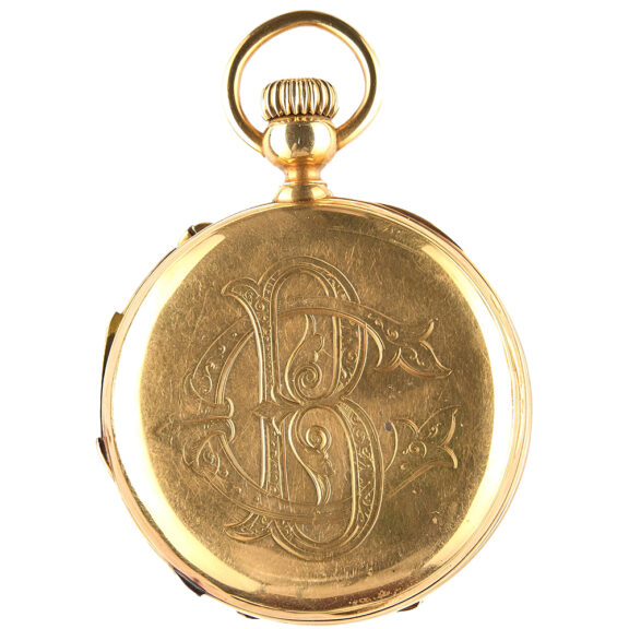 French gold full hunter quarter repeating watch Circa 1890 French gold full hunter quarter repeating watch Circa 1890