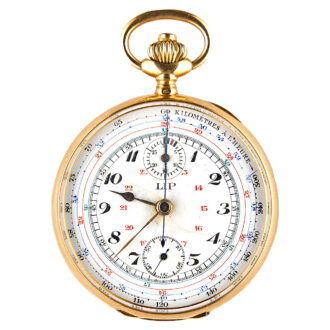 French gold open faced pocket chronograph watch Circa 1930