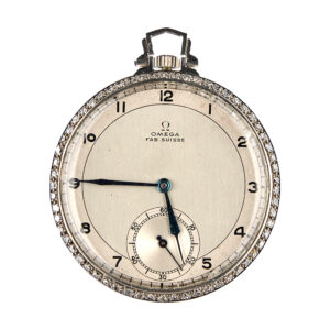 Swiss extra flat platinum diamond set pocket watch Circa 1930