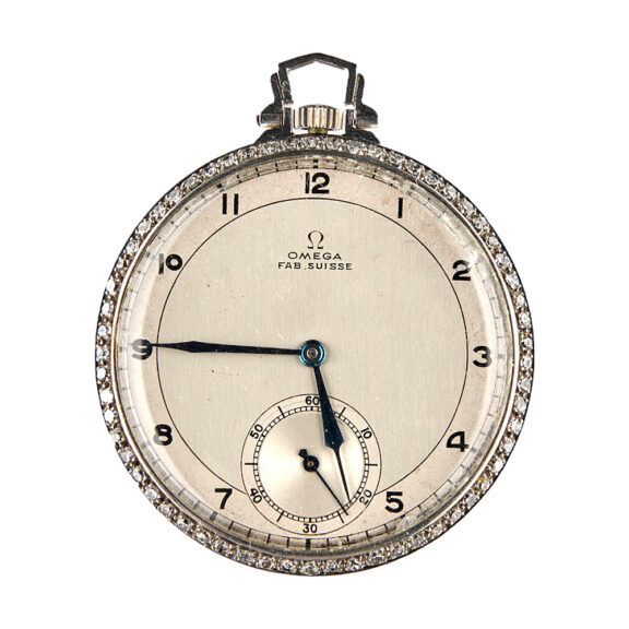 Swiss extra flat platinum diamond set pocket watch Circa 1930