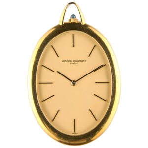 Swiss 18K yellow gold ultra thin oval pocket watch Circa 1970