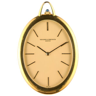 Swiss 18K yellow gold ultra thin oval pocket watch Circa 1970