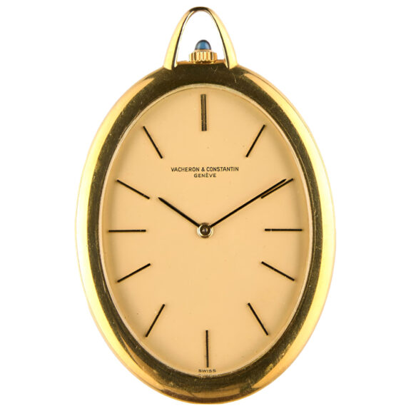 Swiss 18K yellow gold ultra thin oval pocket watch Circa 1970
