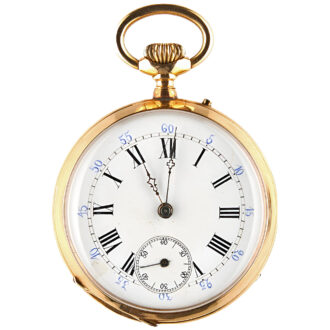 Swiss 18K yellow gold open faced pocket watch Circa 1880
