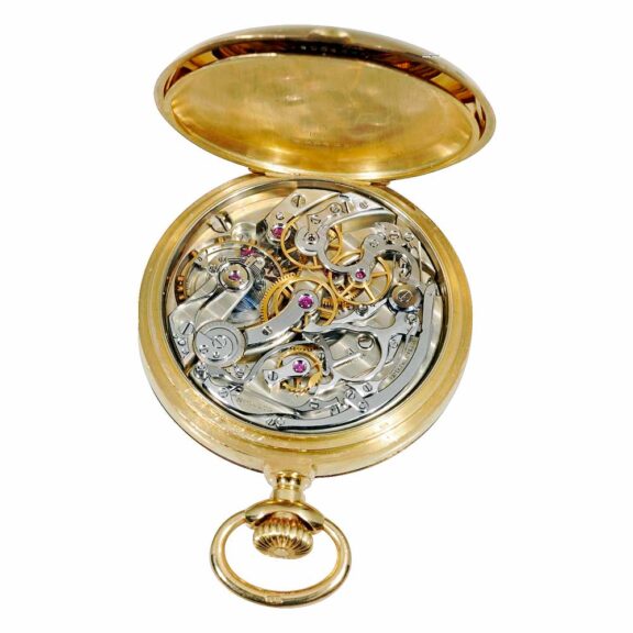 Swiss gold watch with chronograph and counter Circa 1916 Swiss gold watch with chronograph and counter Circa 1916