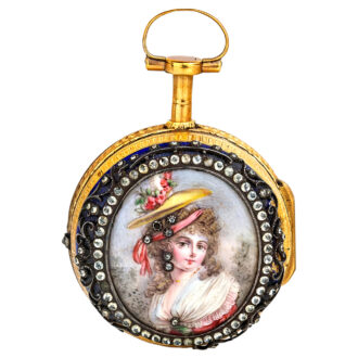 Swiss gold and enamel pair cased pocket watch Circa 1780