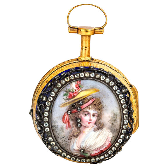 Swiss gold and enamel pair cased pocket watch Circa 1780