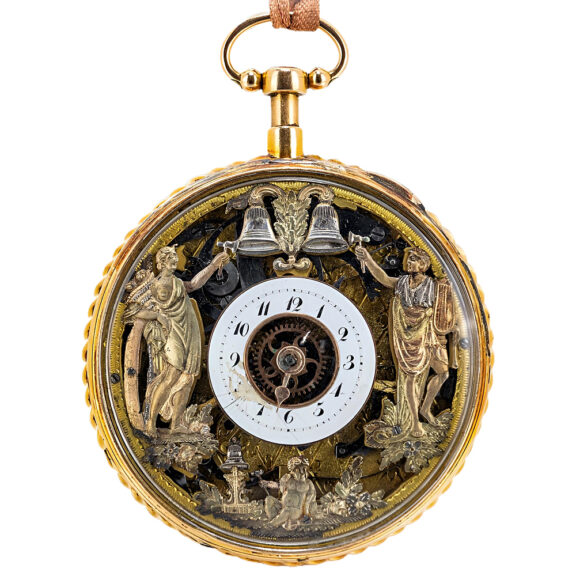 Swiss gold automaton repeating pocket watch Circa 1810