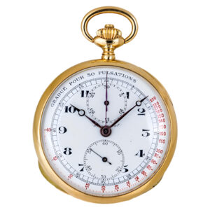 Swiss gold chronograph watch with pulsometer Circa 1915