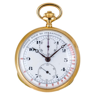 Swiss gold chronograph watch with pulsometer Circa 1915