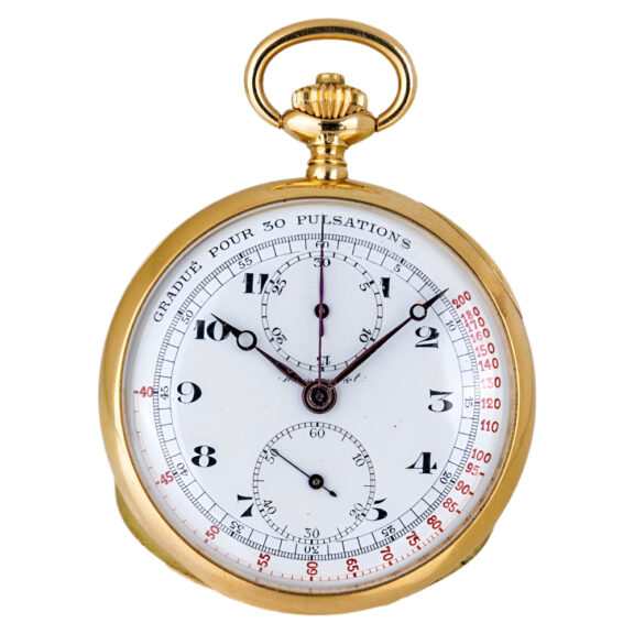 Swiss gold chronograph watch with pulsometer Circa 1915