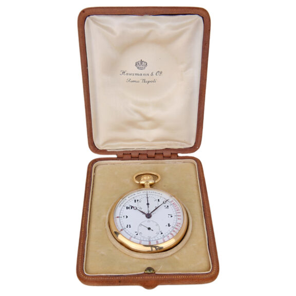 Swiss gold chronograph watch with pulsometer Circa 1915 Swiss gold chronograph watch with pulsometer Circa 1915