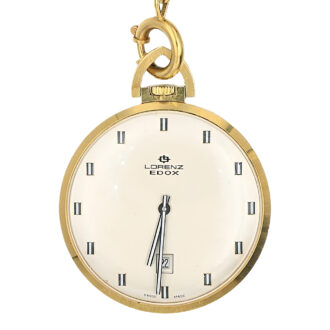 Swiss gold open faced pocket watch with date Circa 1960