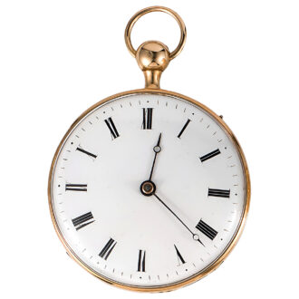 French 18K yellow gold open faced pocket watch 19th century