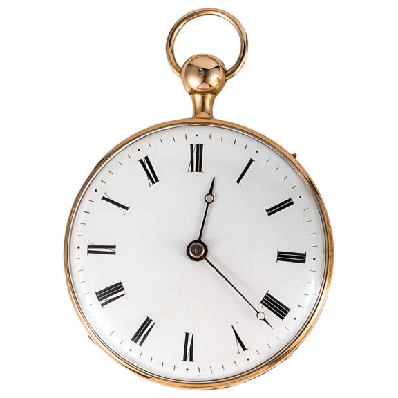 French 18K yellow gold open faced pocket watch 19th century French 18K yellow gold open faced pocket watch 19th century