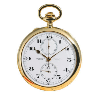 Swiss gold watch with chronograph and counter Circa 1930