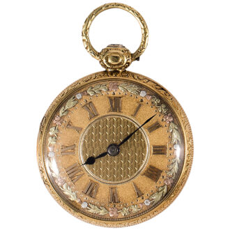 English 18K yellow gold open faced pocket watch Circa 1790
