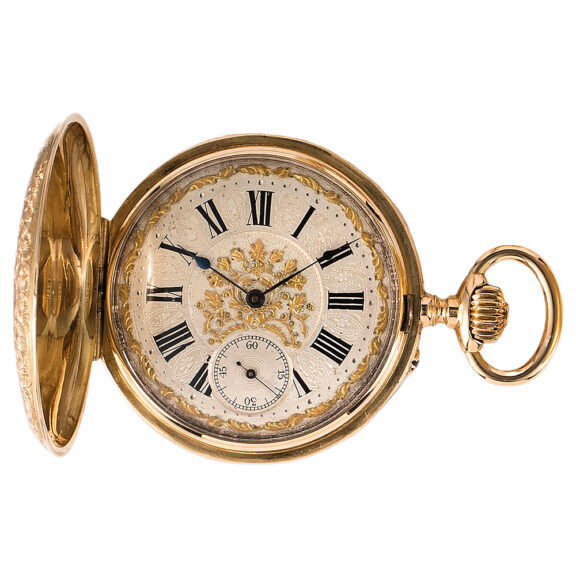 Swiss 18K yellow gold full hunter pocket watch Circa 1900