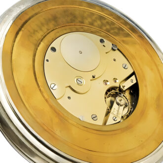 Large Italian silver open faced keyless clock watch Circa 1927