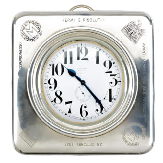 Large Italian silver open faced keyless clock watch Circa 1927