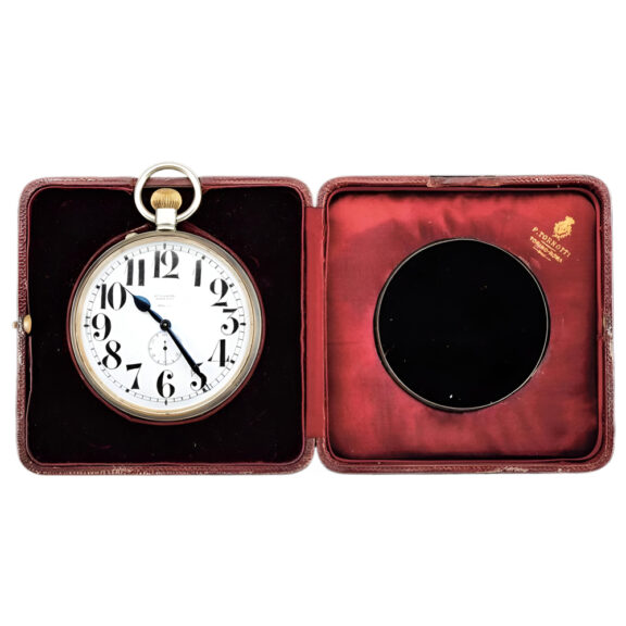 Large Italian silver open faced keyless clock watch Circa 1927 Large Italian silver open faced keyless clock watch Circa 1927