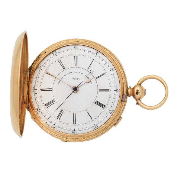 Solid English 18 carat gold chronograph pocket watch Circa 1882