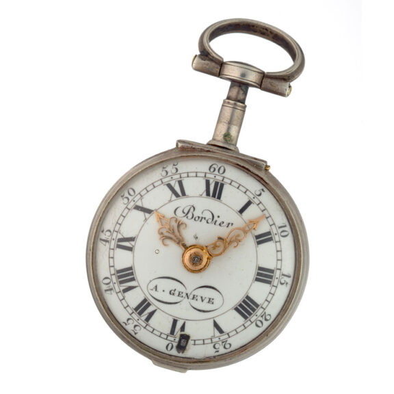A Swiss verge watch in a silver and enamel case Circa 1760 A Swiss verge watch in a silver and enamel case Circa 1760