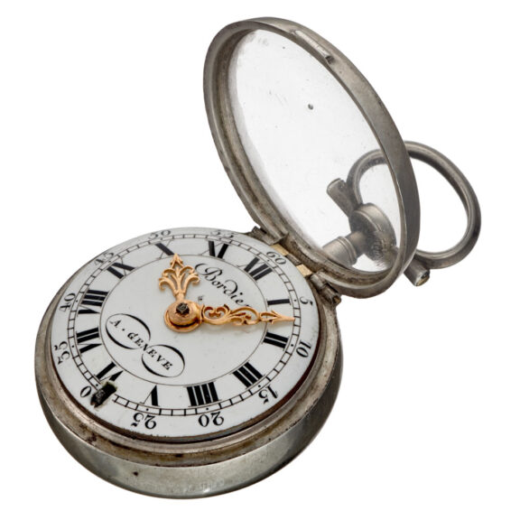 33g A Swiss verge watch in a silver and enamel case Circa 1760