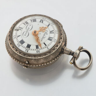 A Swiss verge watch in a silver and enamel case Circa 1760