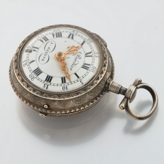 A Swiss verge watch in a silver and enamel case Circa 1760 A Swiss verge watch in a silver and enamel case Circa 1760