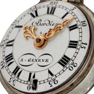 A Swiss verge watch in a silver and enamel case Circa 1760