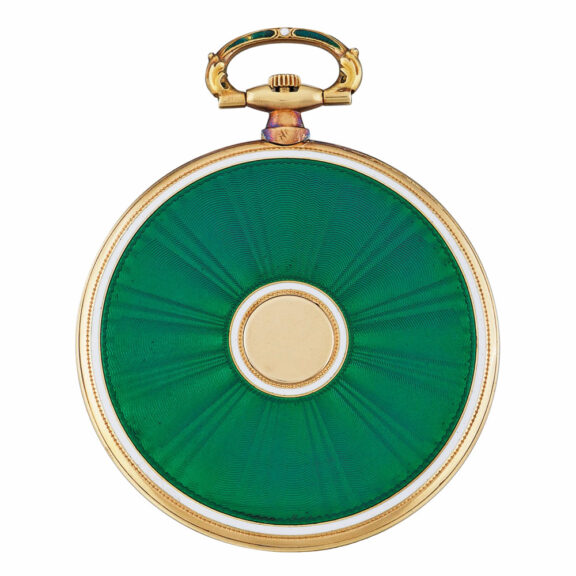 French gold and enamel open faced keyless watch Circa 1915 French gold and enamel open faced keyless watch Circa 1915