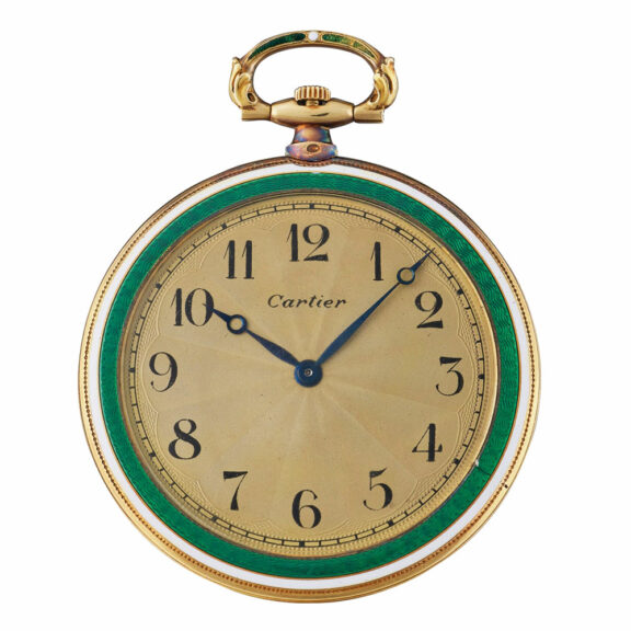 French gold and enamel open faced keyless watch Circa 1915
