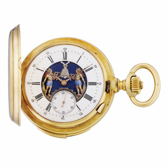 Rare Swiss gold minute repeating automaton watch Circa 1890